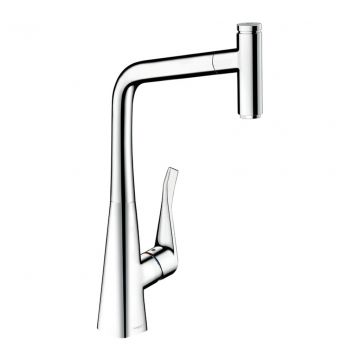 Hansgrohe Metris Select M71 - Kuchynská páková batéria 320 s vyťahovacím výtokom, 1jet, chróm 14884000