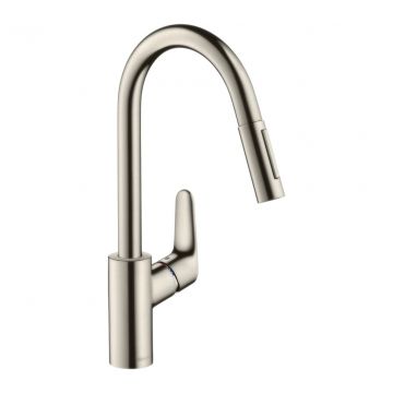 Hansgrohe Focus M41 - Kuchynská páková batéria 240 s výsuvnou sprškou, 2jet, vzhľad nerezu 31815800