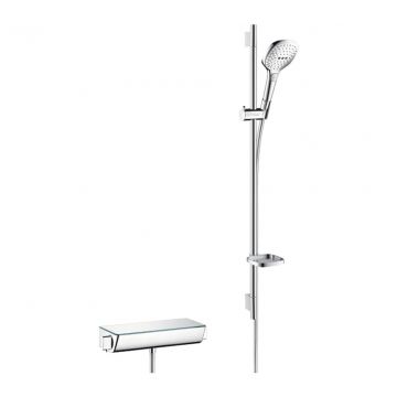 Hansgrohe Raindance Select E - Sprchová súprava 120 3jet na stenu s termostatom Ecostat Select a sprchovou tyčou 90 cm, chróm 27039000