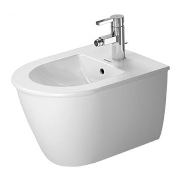 Duravit Darling New - Závesný bidet Compact 485x365 mm, 1 otvor pre batériu prepichnutý, biela 2256150000