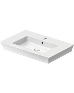 Duravit White Tulip - Umývadlo do nábytku s prepadom 750x490mm, 1 otvor na batériu, Push-Open ventil s keramickou krytkou, biela 2363750000