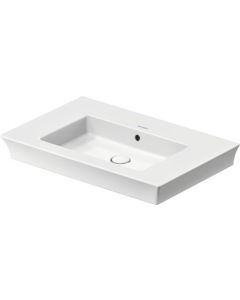 Duravit White Tulip - Umývadlo do nábytku s prepadom 750x490 mm, bez otvoru na batériu, Push-Open ventil s keramickou krytkou, biela 2363750060