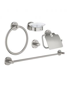 GROHE Essentials - Sada doplnkov do kúpeľne 5v1, supersteel 40344DC1