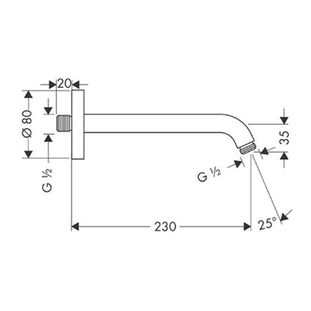 Obrázok Hansgrohe Aktiva - Sprchové rameno 230 mm, chróm 27412000