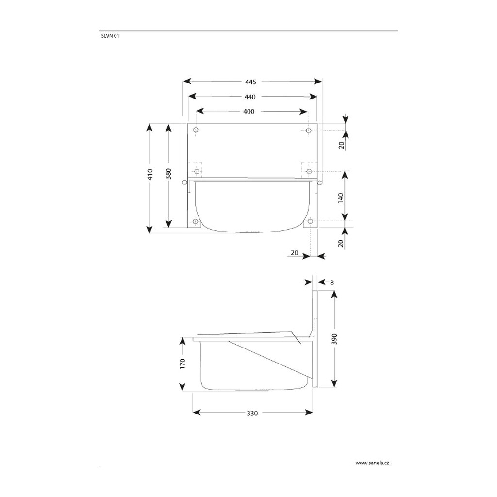 Obrázok Sanela Nerezové výlevky - Nástenná nerezová výlevka SLVN 01
