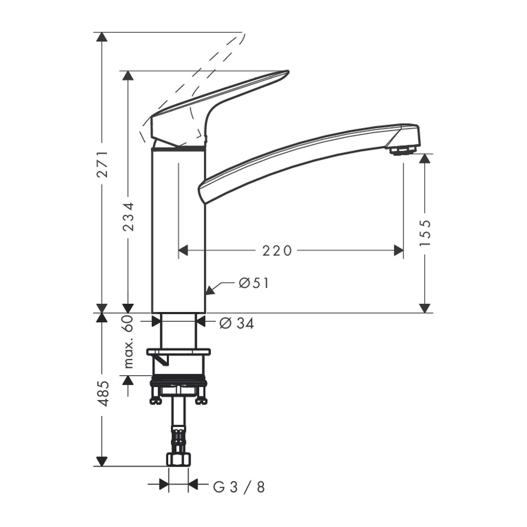 Obrázok Hansgrohe Logis - Páková dřezová baterie, chrom 71832000