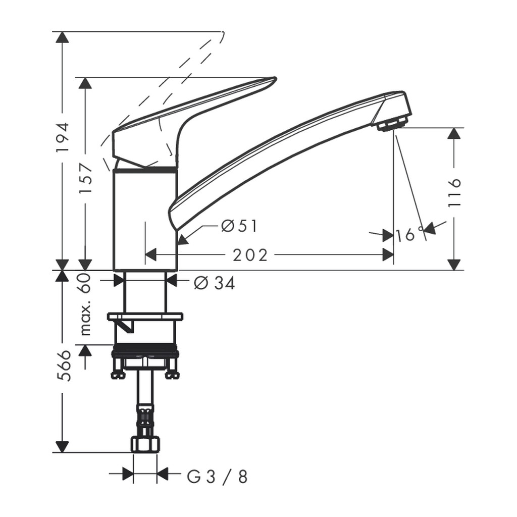 Obrázok Hansgrohe Logis - Páková dřezová baterie, chrom 71830000