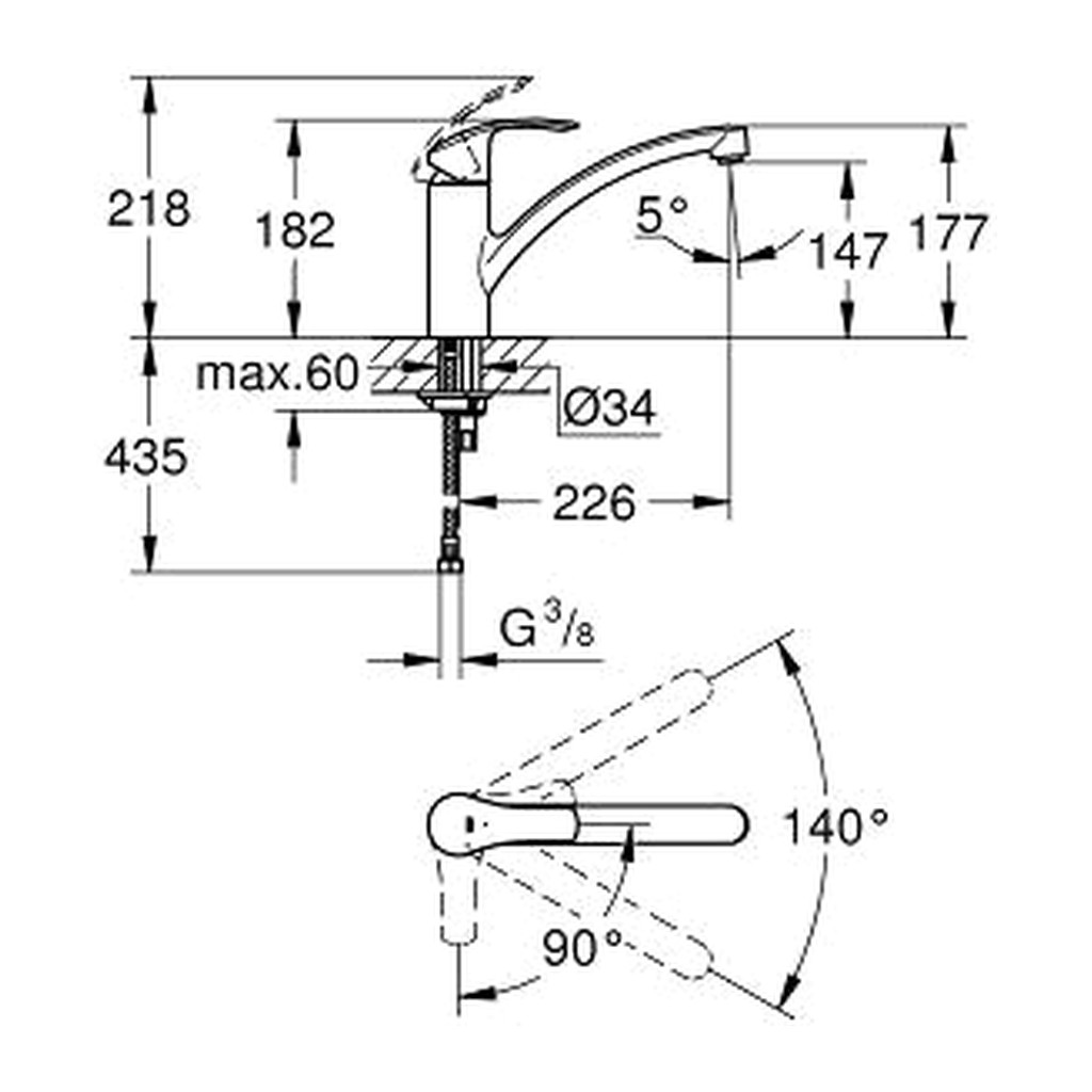 Obrázok Grohe Eurosmart - Páková dřezová baterie ES, chrom 30260002