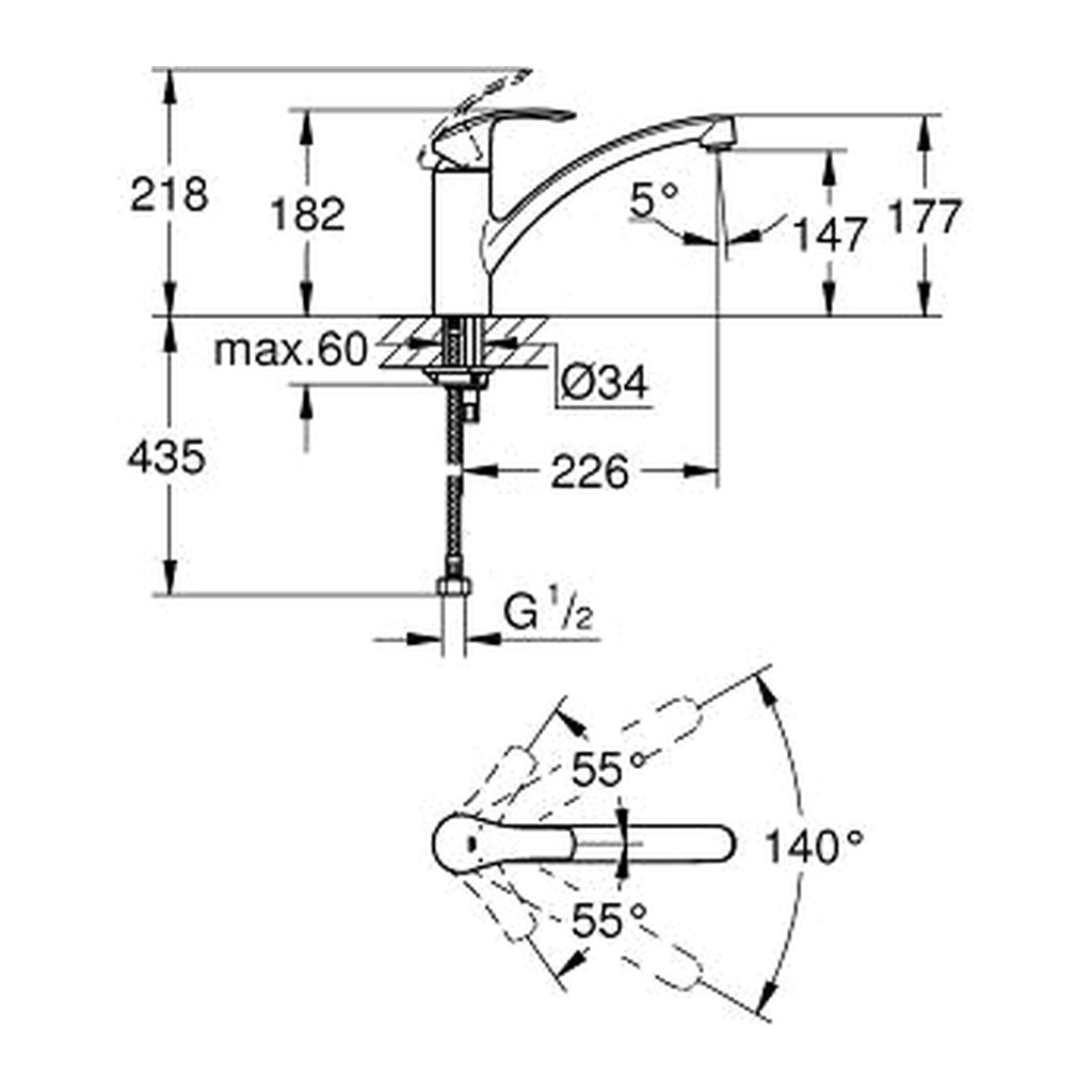 Obrázok Grohe Eurosmart - Páková dřezová baterie, chrom 32534002