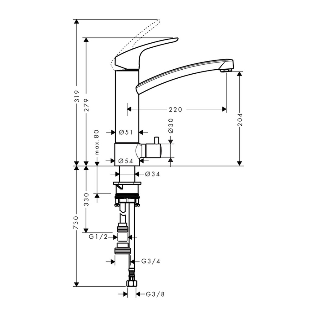 Obrázok Hansgrohe Focus E2 - Páková drezová batéria, chróm 31803000