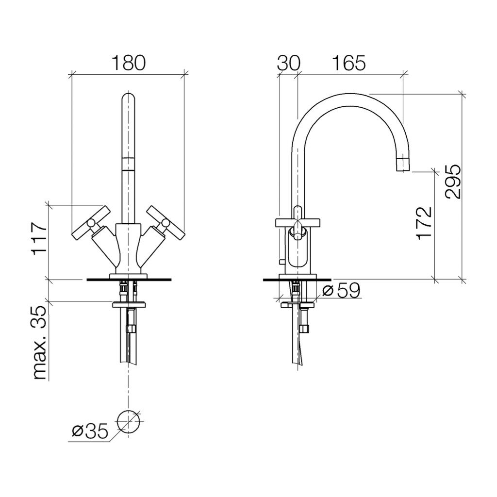 Obrázok Dornbracht Tara. - umývadlová batéria stojanková s Push-Open zátkou, farba: matná platina, 22513892-06