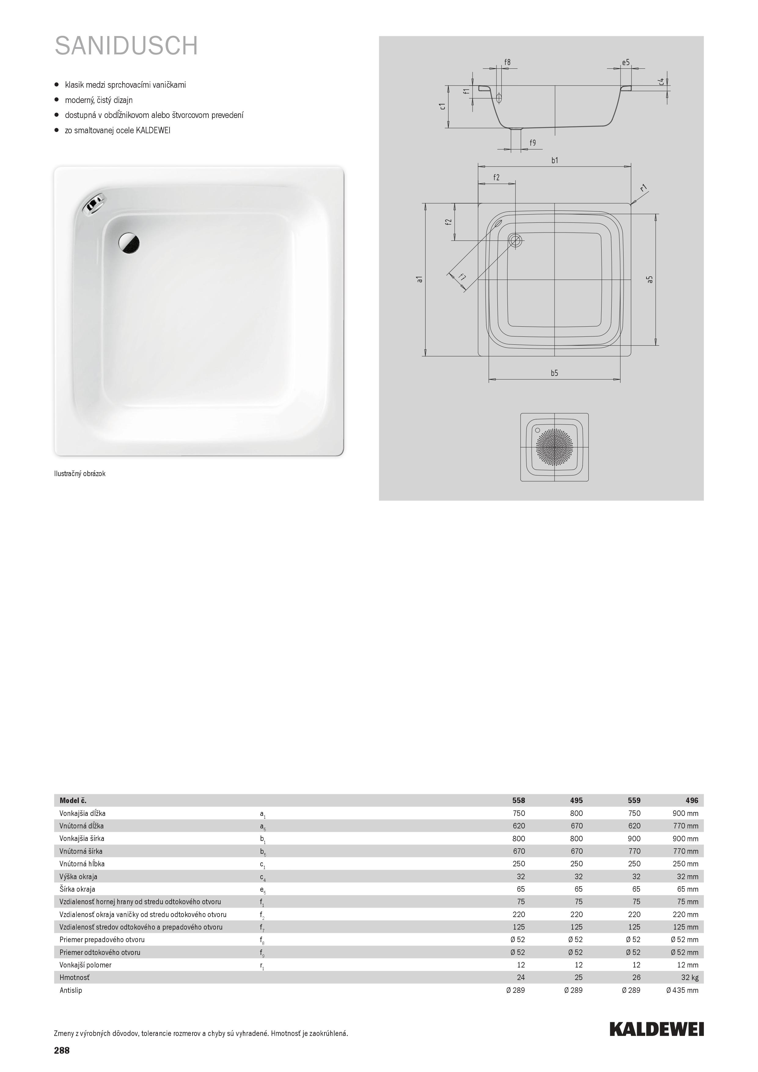 Obrázok Kaldewei - SANIDUSCH 496 sprchová vanička 90x90x25cm 332100010001 (KV970408)