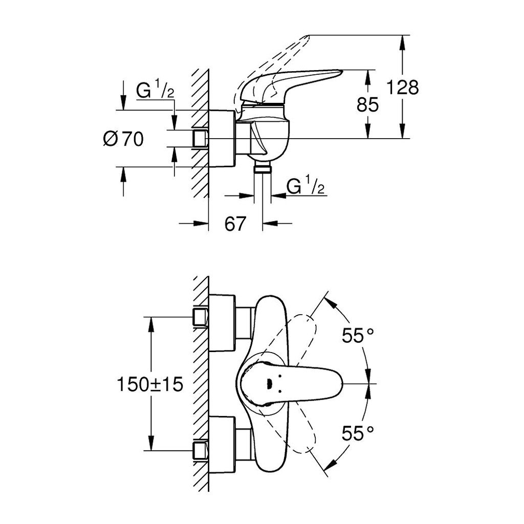 Obrázok GROHE - Eurostyle New Páková sprchová baterie, bílá (23722LS3)