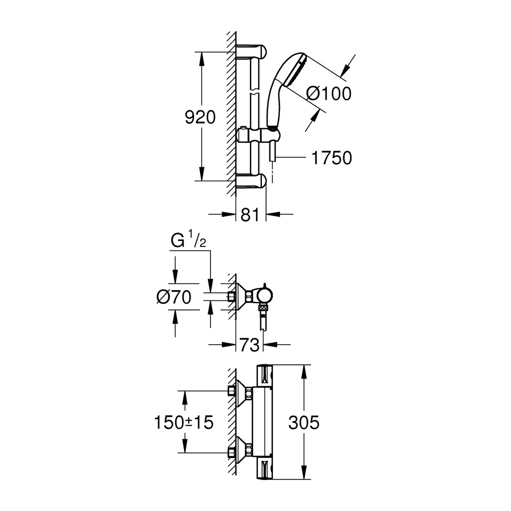 Obrázok GROHE - Grohtherm 800 Termostatická sprchová baterie se sprchovou soupravou 900 mm, chrom (34566001)