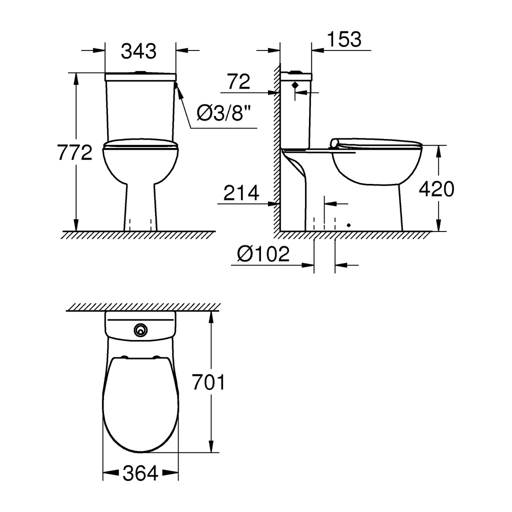 Obrázok Stojaci WC kombi Grohe BAU CERAMIC, vario odpad G39346000