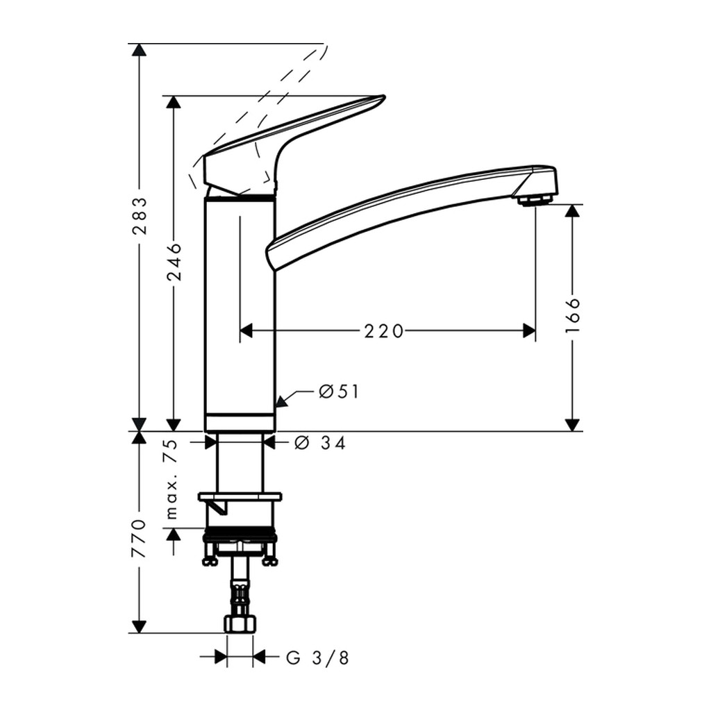 Obrázok Hansgrohe Logis - Páková dřezová baterie 160 pro instalaci před okno, chrom 71833000