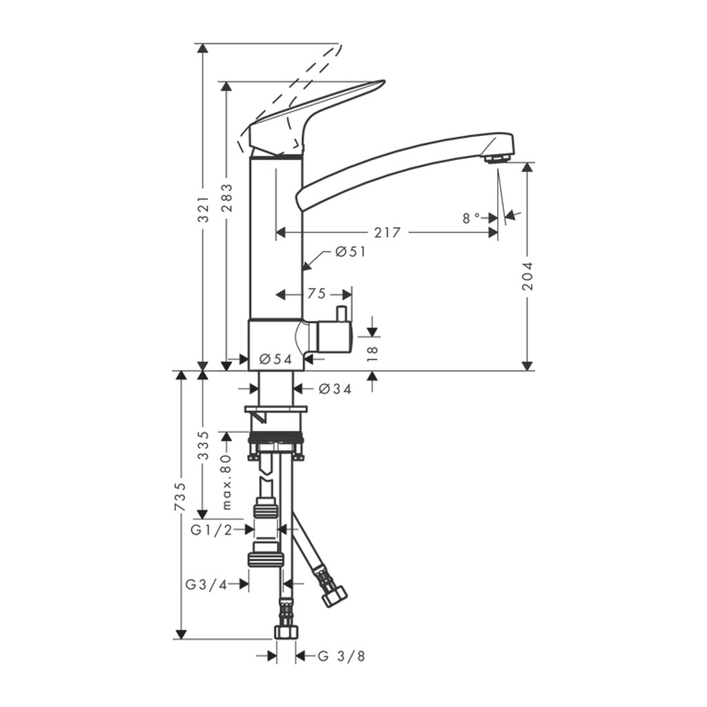 Obrázok Hansgrohe Logis - Páková dřezová baterie, chrom 71834000