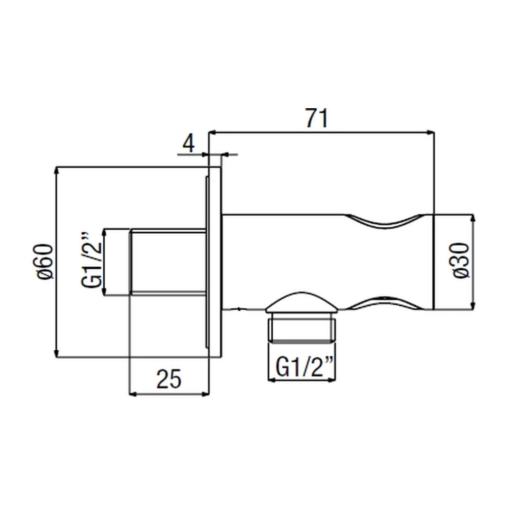 Obrázok Alpi - držiak sprchy s prívodom vody 1/2“, biela matná AC 163 BI