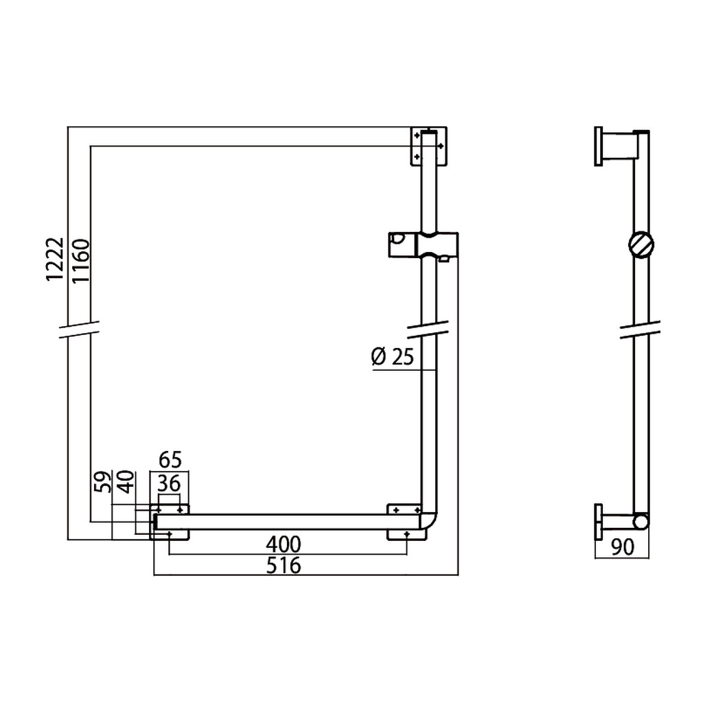 Obrázok Emco System 2 - Sprchové zábradlie pre sklopné sedadlo vľavo, chróm 355100100