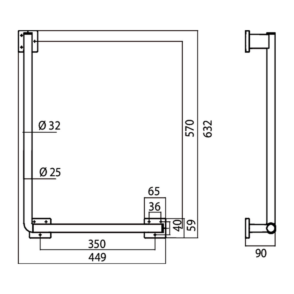 Obrázok Emco System 2 - Rohové madlo do kúpeľne, chróm 357000107