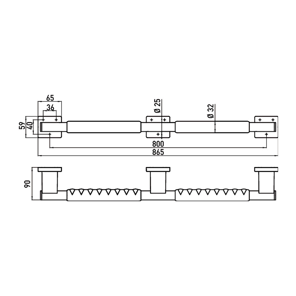 Obrázok Emco System 2 - Madlo k vani 865 mm, čierna-chróm 357021202