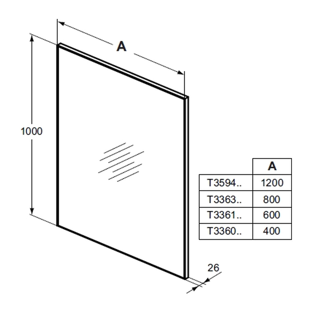 Obrázok Ideal Standard Mirror&Light - Zrcadlo 400x1000 mm s rámem T3360BH