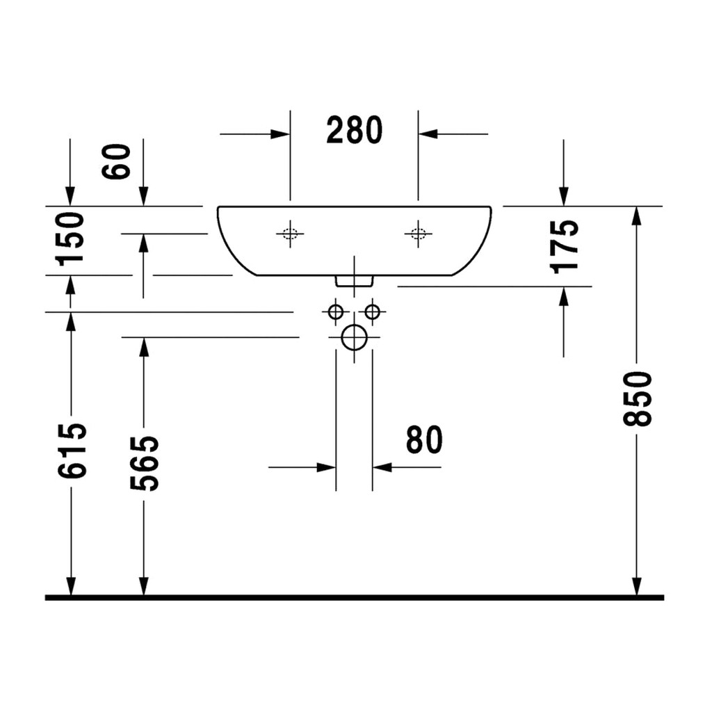 Obrázok Duravit D-Code - Umývadlo Med 600x460 mm, s 1 otvorom na batériu, alpská biela 23116000002