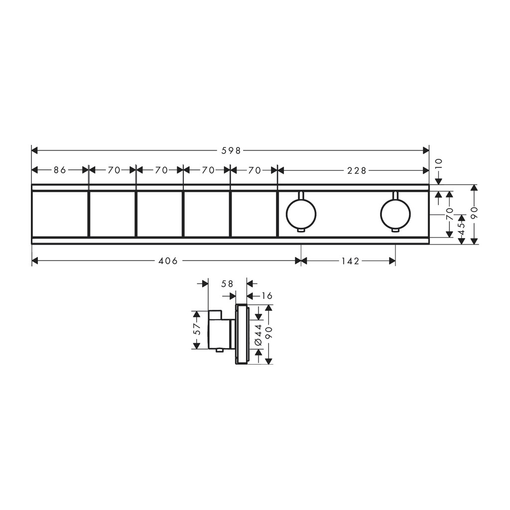 Obrázok Hansgrohe Rain Select - Podomietkový termostatický modul pre 4 spotrebiče, matná čierna 15382670