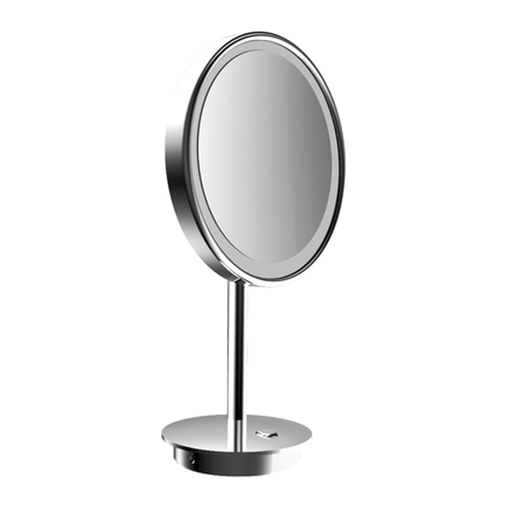 Obrázok EMCO ​Emco Cosmetic mirrors Pure LED - Stojace okrúhle LED-holiace a kozmetické zrkadlo s osvetleným dotykovým senzorom a skrutkovicový kábel, 3 násobné zväčšovanie, chróm 109406009