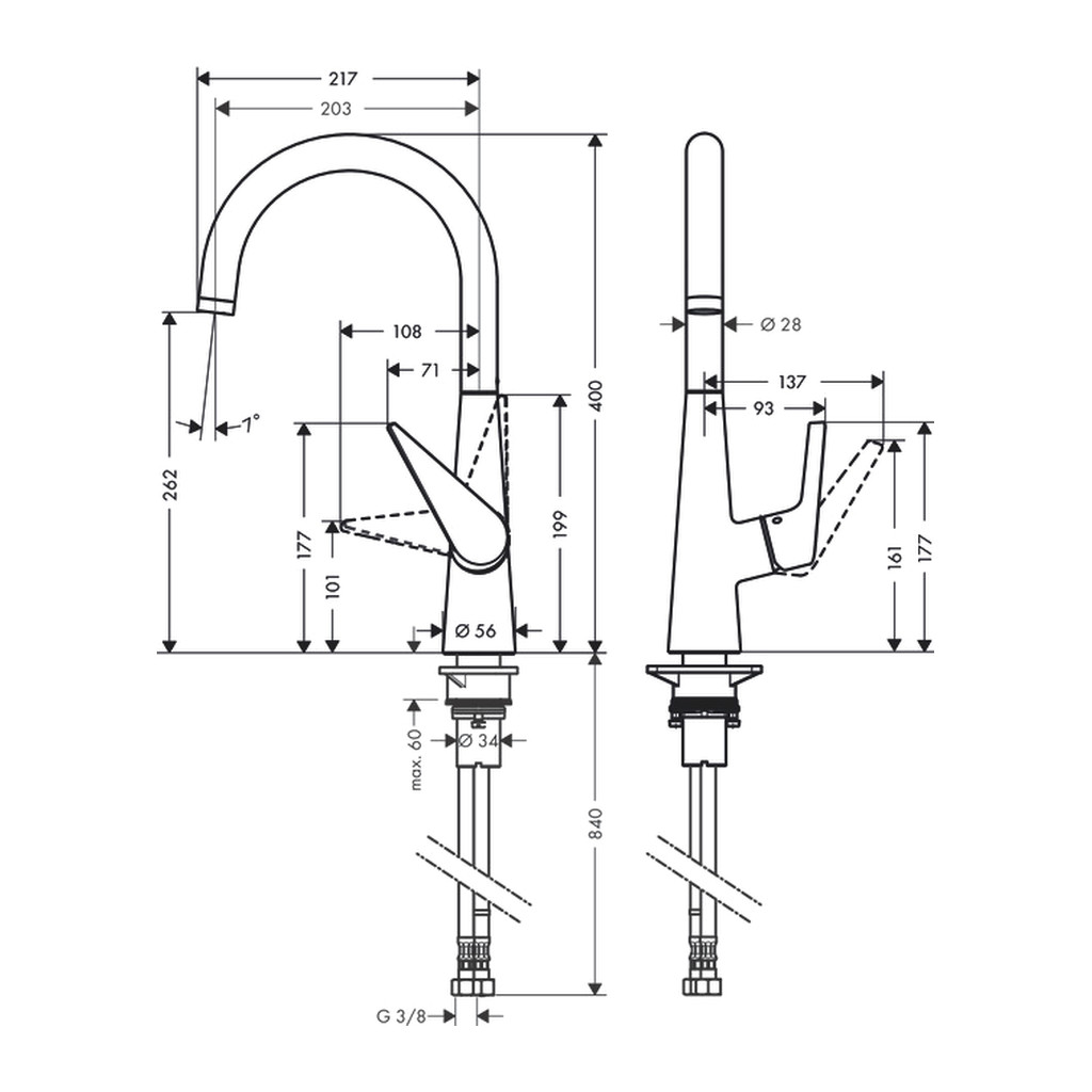 Obrázok Hansgrohe Talis M51 - Páková kuchynská batéria 260, Eco, 1jet, chróm 72816000