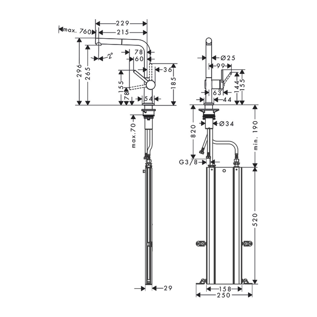 Obrázok Hansgrohe Talis M54 - Páková kuchynská batéria 270, vyťahovateľný výtok, 1jet, sBox, matná čierna 72809670