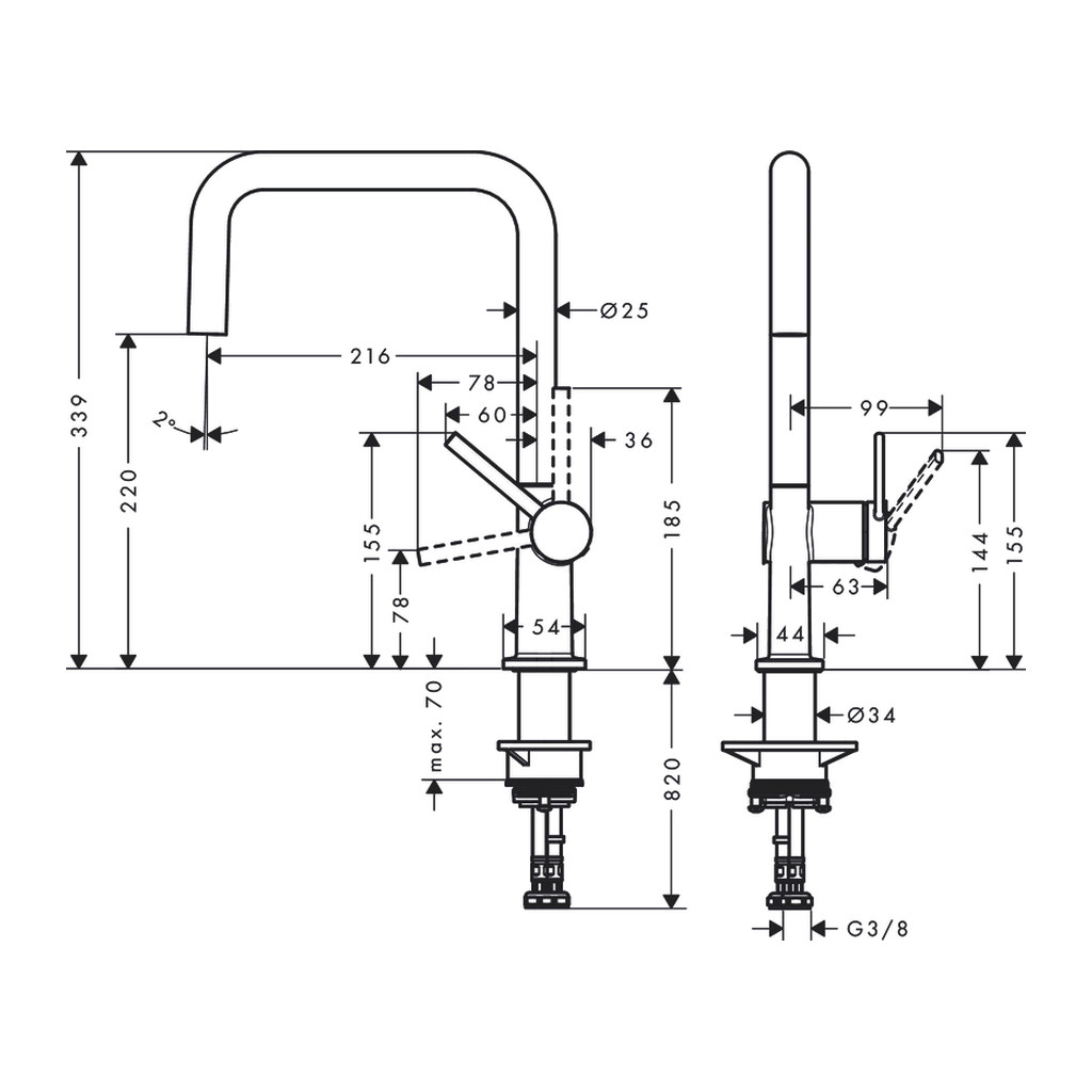 Obrázok HANSGROHE HANSGROHE - M54 Drezová batéria Talis, EcoSmart, chróm 72844000