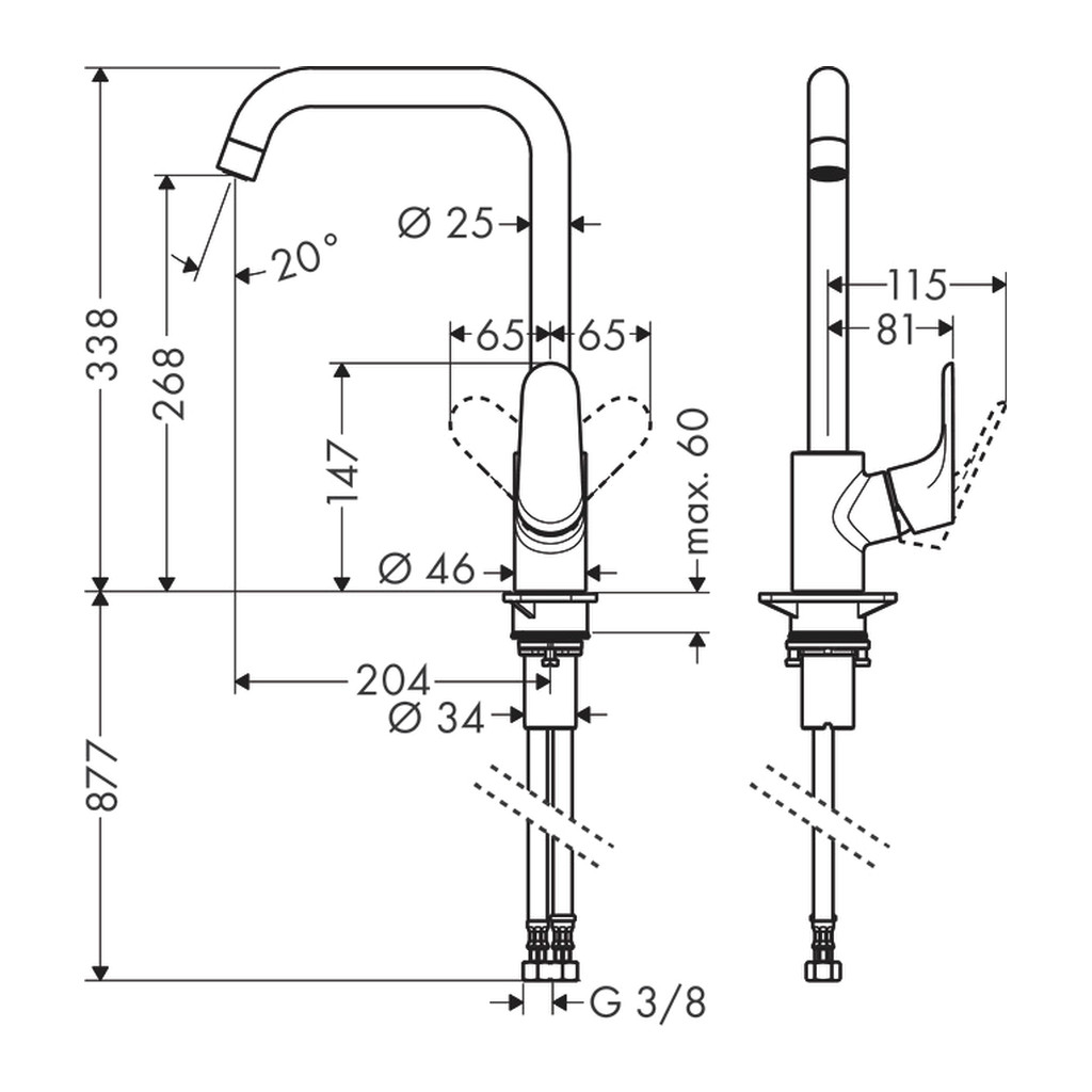 Obrázok Hansgrohe Focus M41 - Páková kuchynská batéria 260, Eco, 1jet, vzhľad nerezu 31821800