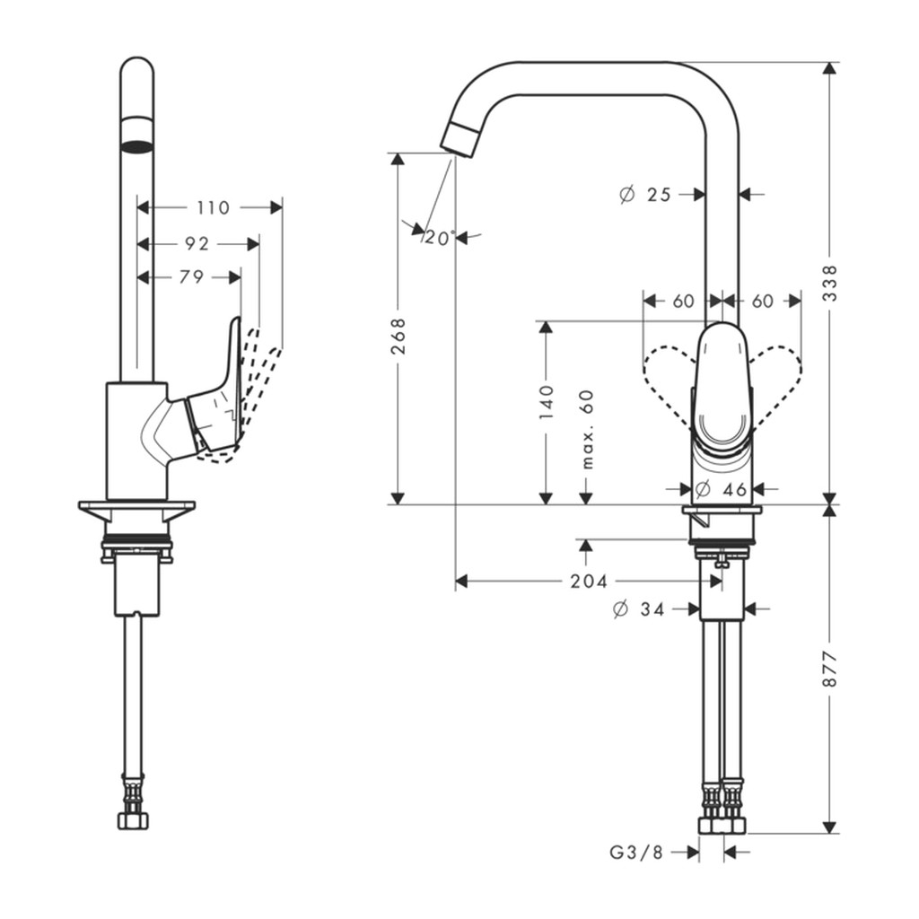 Obrázok Hansgrohe Focus M41 - Páková kuchynská batéria 280, Eco, 1jet, chróm 31827000