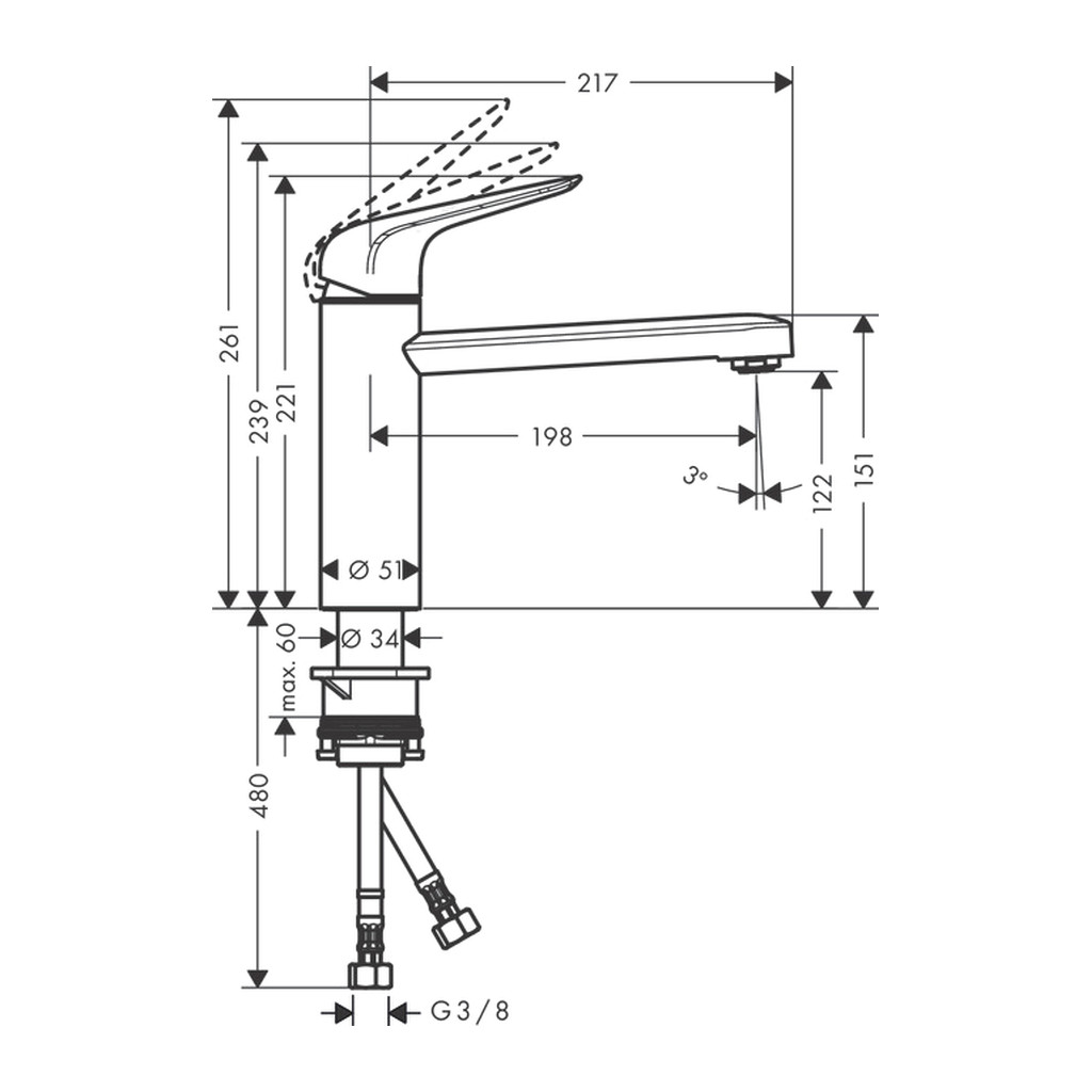 Obrázok Hansgrohe Focus M42 - Páková kuchynská batéria 120, CoolStart, Eco, 1jet, chróm 71864000