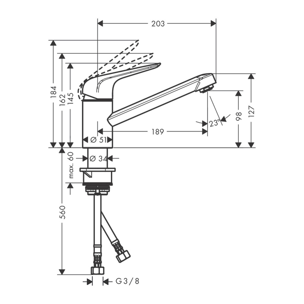 Obrázok Hansgrohe Focus M42 - Páková kuchynská batéria 100, CoolStart, Eco, 1jet, chróm 71866000