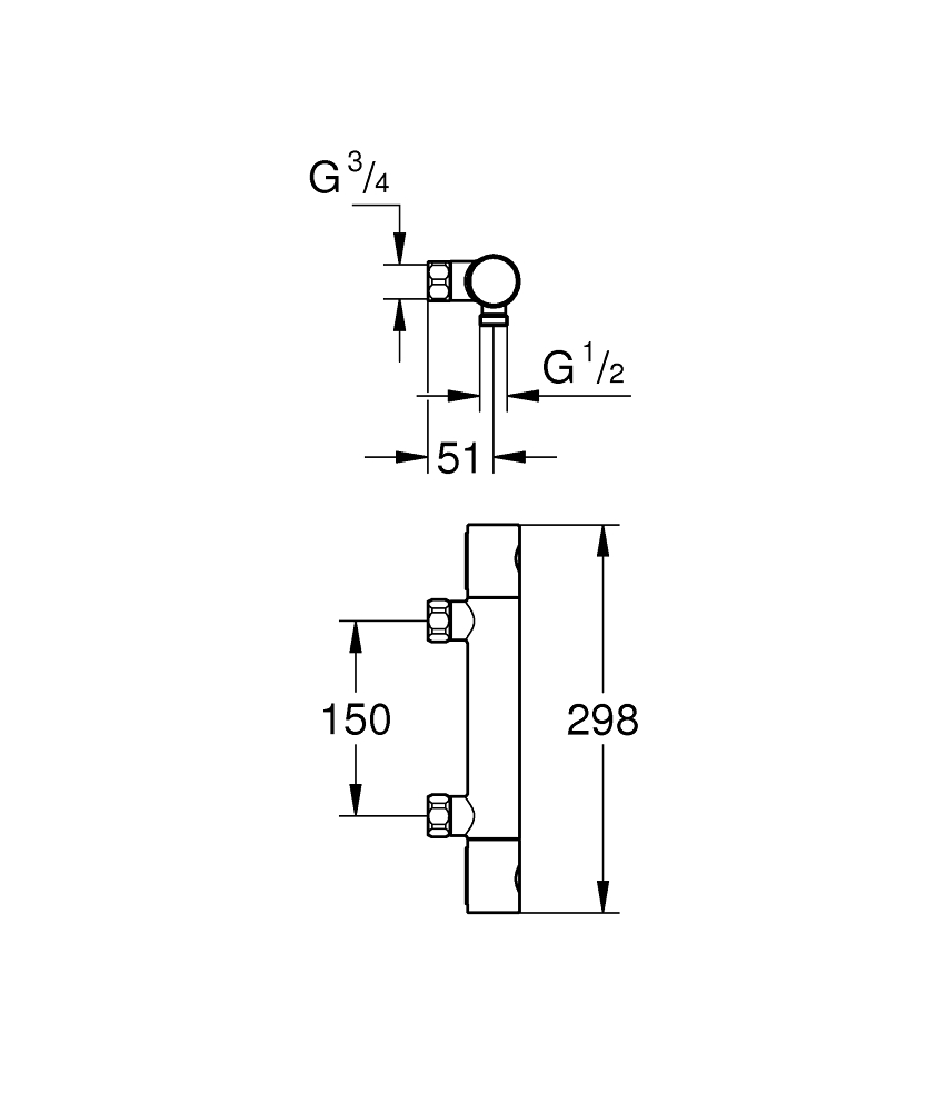 Obrázok Grohe Grohtherm 800 Cosmopolitan - Termostatická sprchová batéria, chróm 34767000