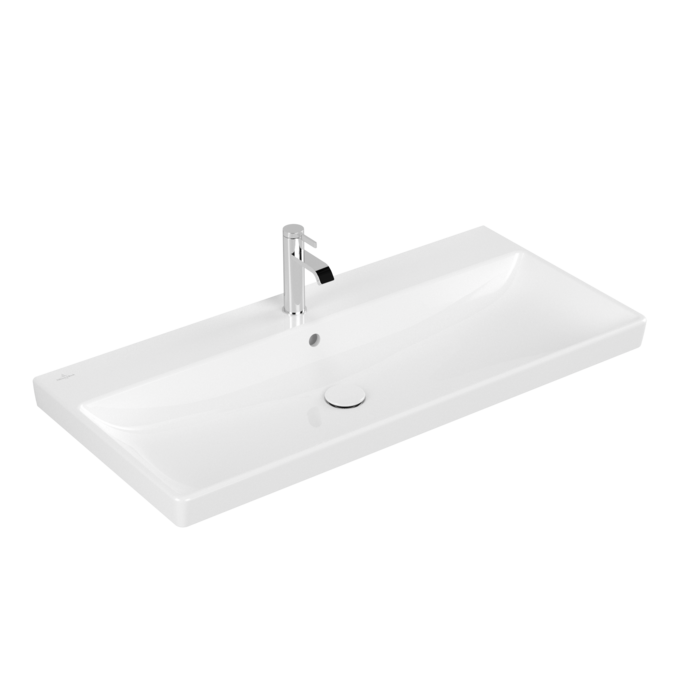 Obrázok VILLEROY & BOCH - Avento Umývadlo nábytkové 1000x470 mm, s prepadom, otvor na batériu, CeramicPlus, alpská biela 4156A5R1