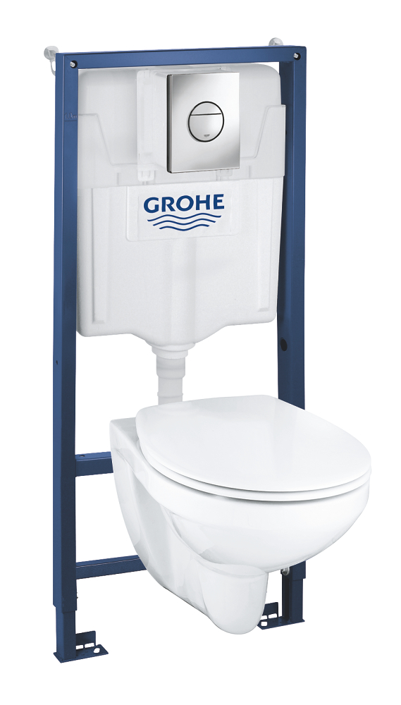 Obrázok GROHE - Solido Súprava na závesné WC + klozet a doska softclose Bau Ceramic, tlačidlo Sail, chróm 39499000