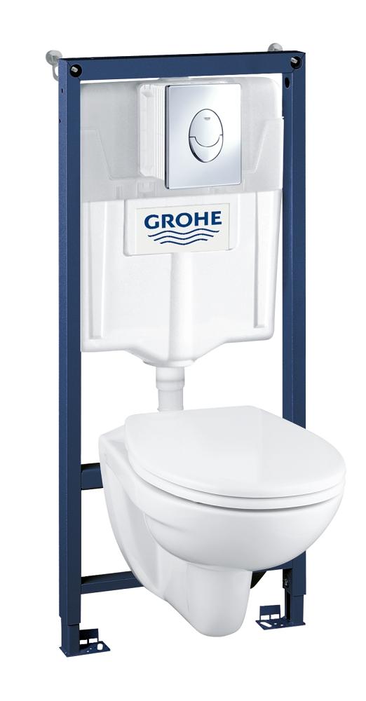 Obrázok Grohe Solido - Súprava na závesné WC + klozet a sedadlo softclose Bau Ceramic, tlačidlo Skate Air, chróm 39192000-GR