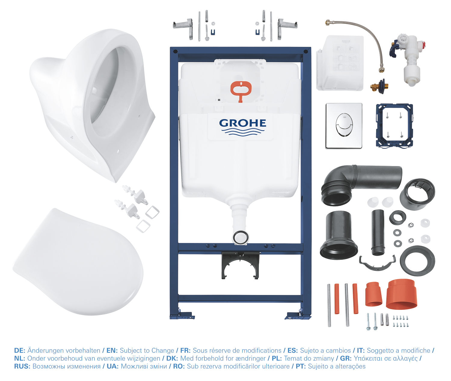 Obrázok Grohe Solido - Súprava na závesné WC + klozet a sedadlo softclose Bau Ceramic, tlačidlo Skate Air, chróm 39192000-GR