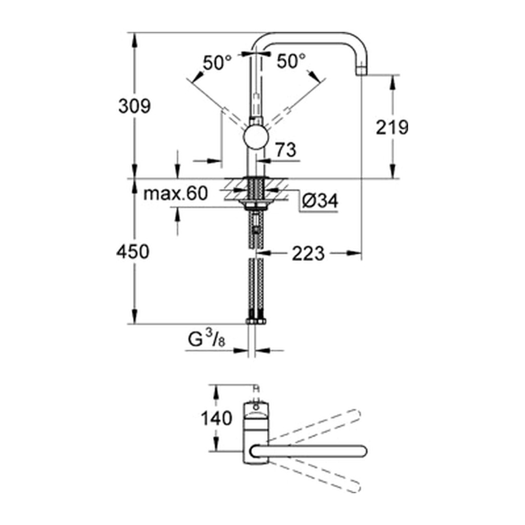 Obrázok Grohe Minta - Páková drezová batéria, supersteel 32488DC0